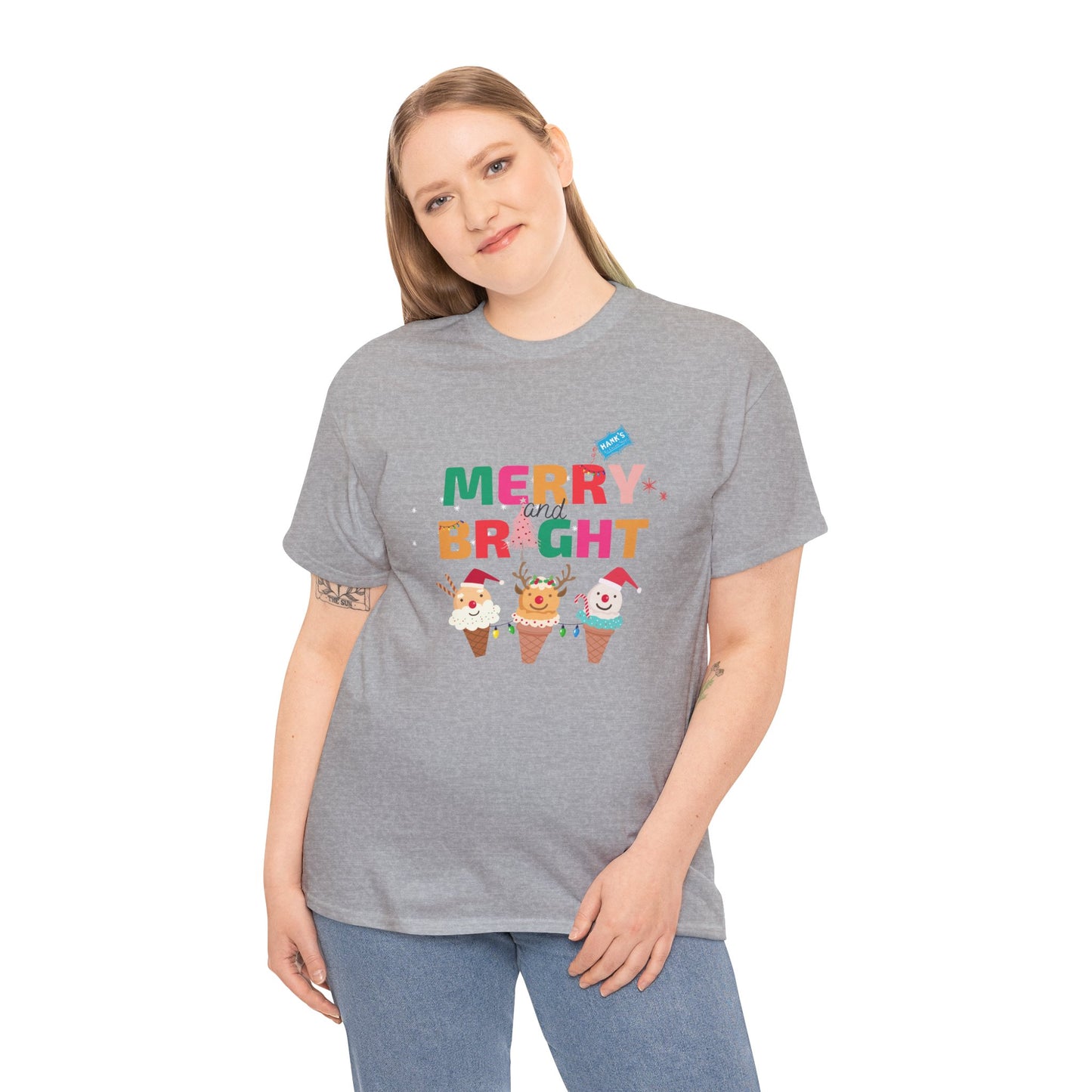 Merry and Bright. Adult Heavy Cotton Tee