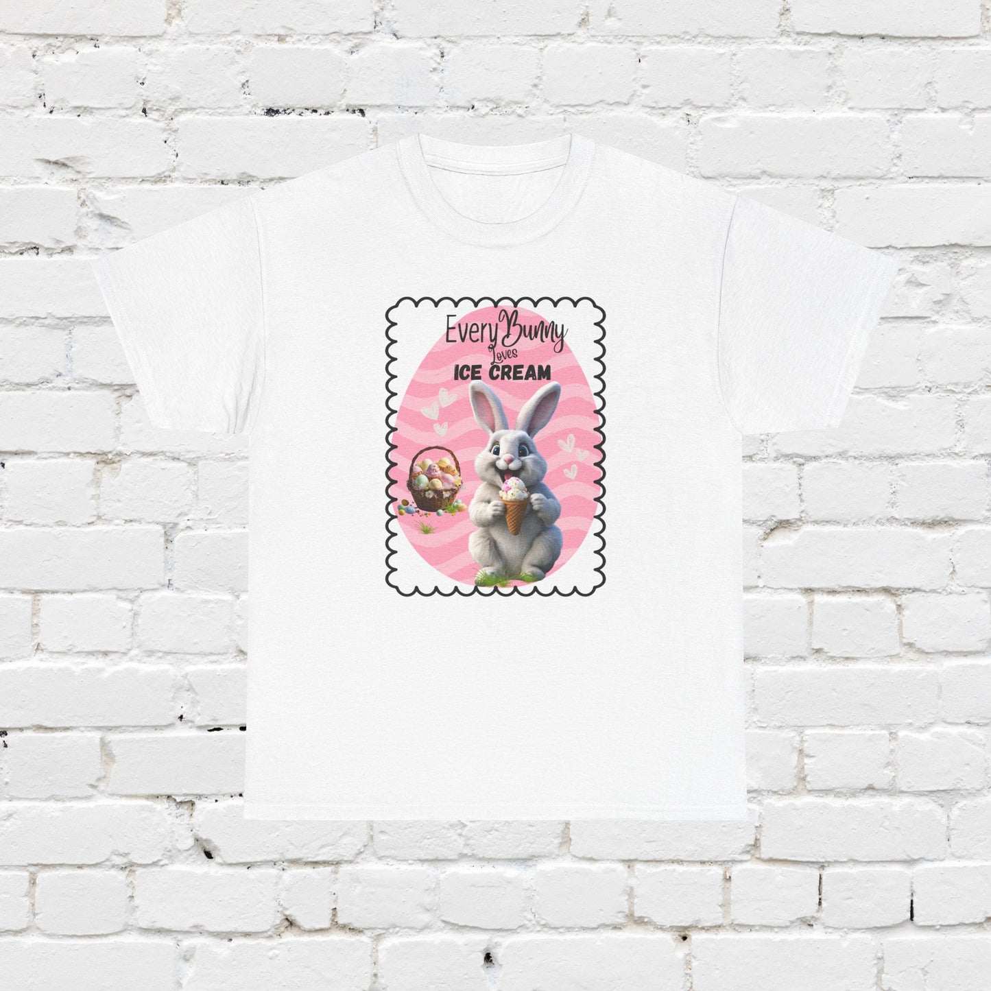 Every Bunny Loves Ice Cream Unisex Heavy Cotton Tee - Cute Easter Shirt