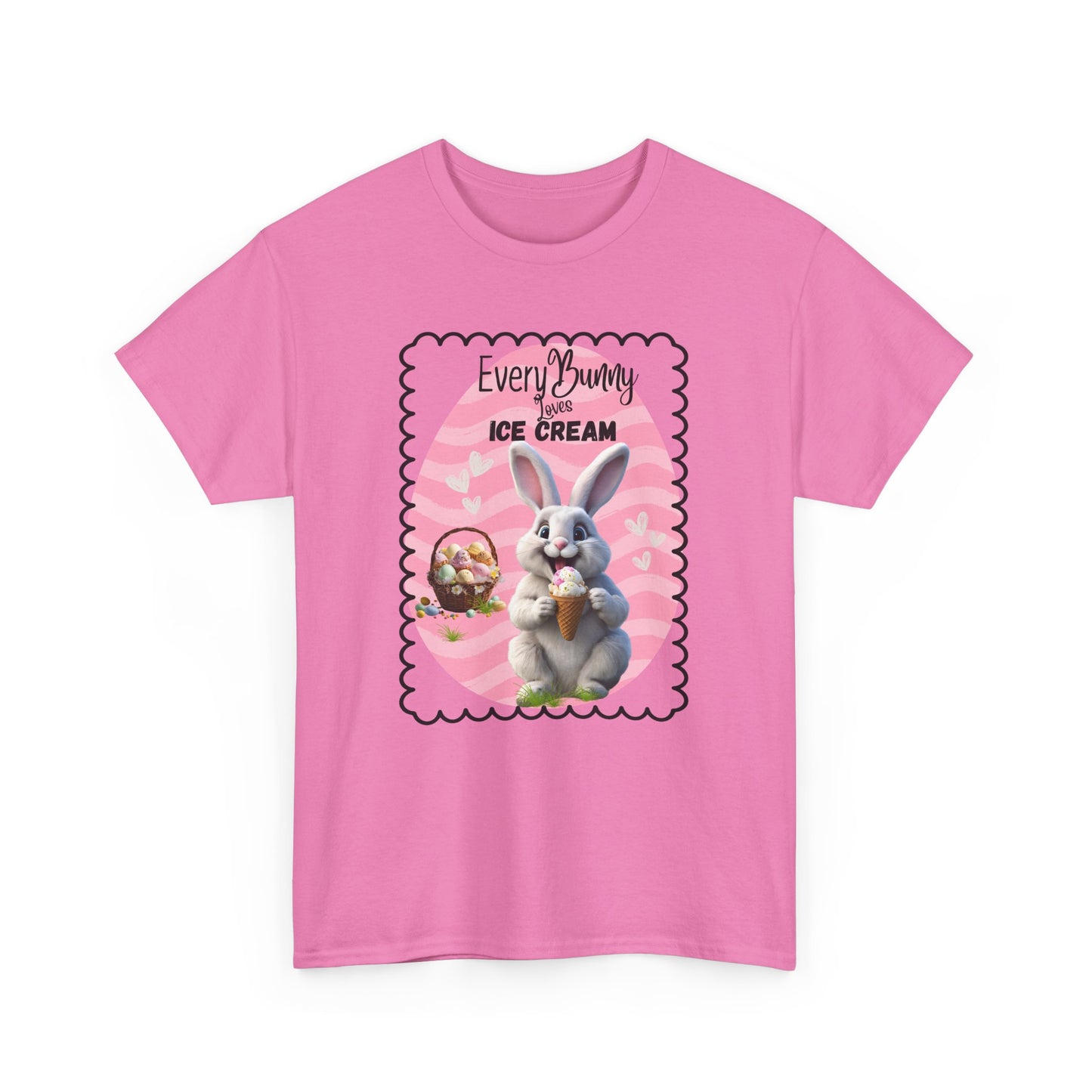 Every Bunny Loves Ice Cream Unisex Heavy Cotton Tee - Cute Easter Shirt