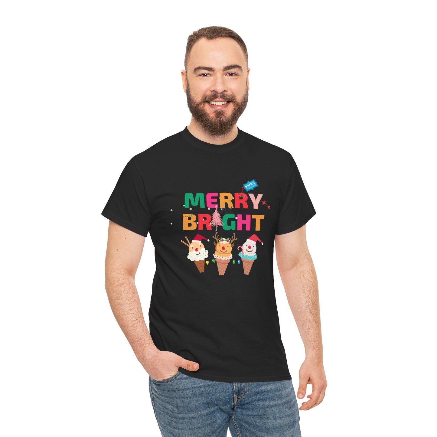 Merry and Bright. Adult Heavy Cotton Tee