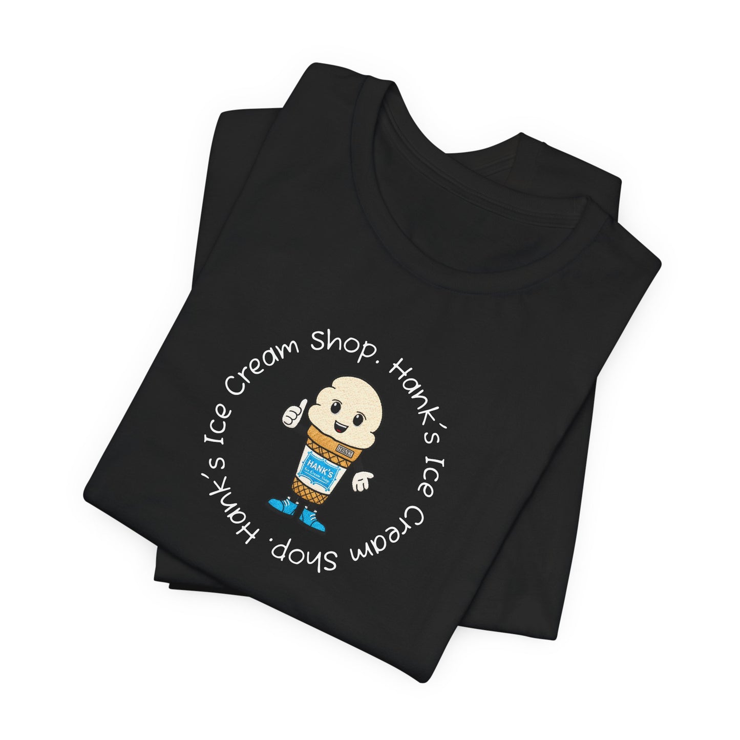 Hank's Ice Cream Shop T-Shirt — Cute Cartoon Scoop Logo Tee