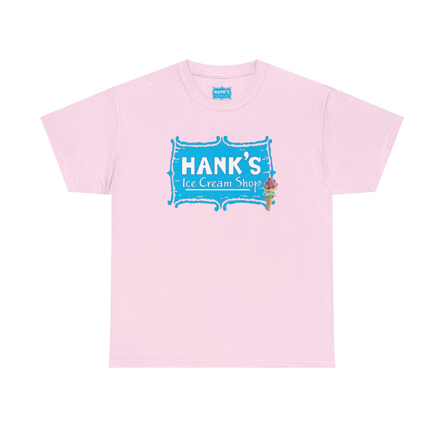 Hank's Logo with Ice Cream. Adult Heavy Cotton Tee