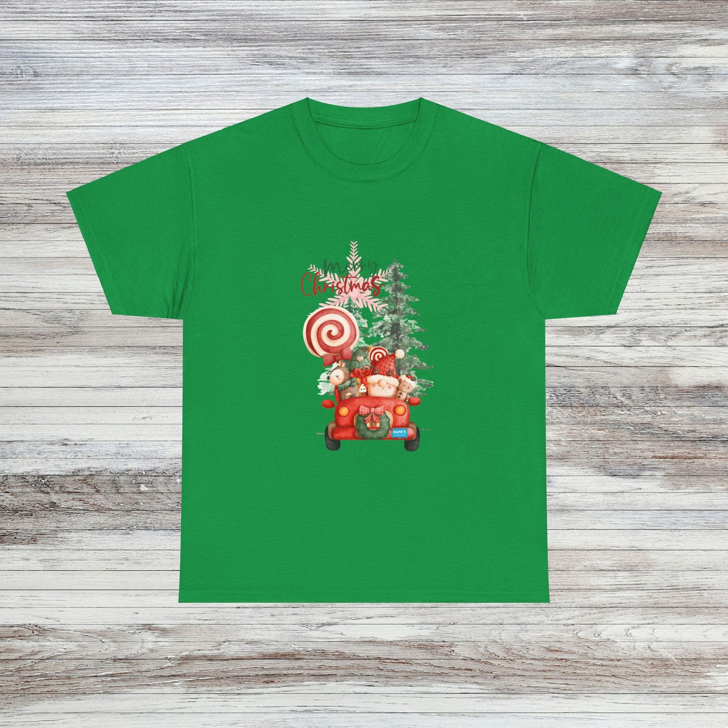 Santa in Truck. Adult Heavy Cotton Tee