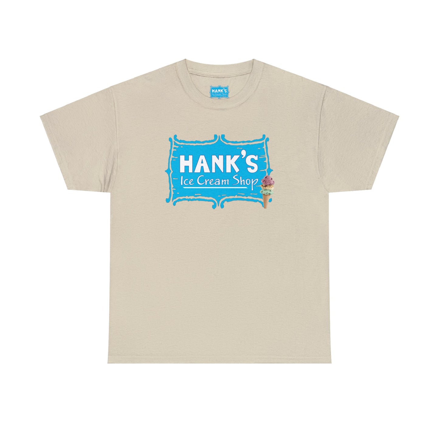 Hank's Logo with Ice Cream. Adult Heavy Cotton Tee