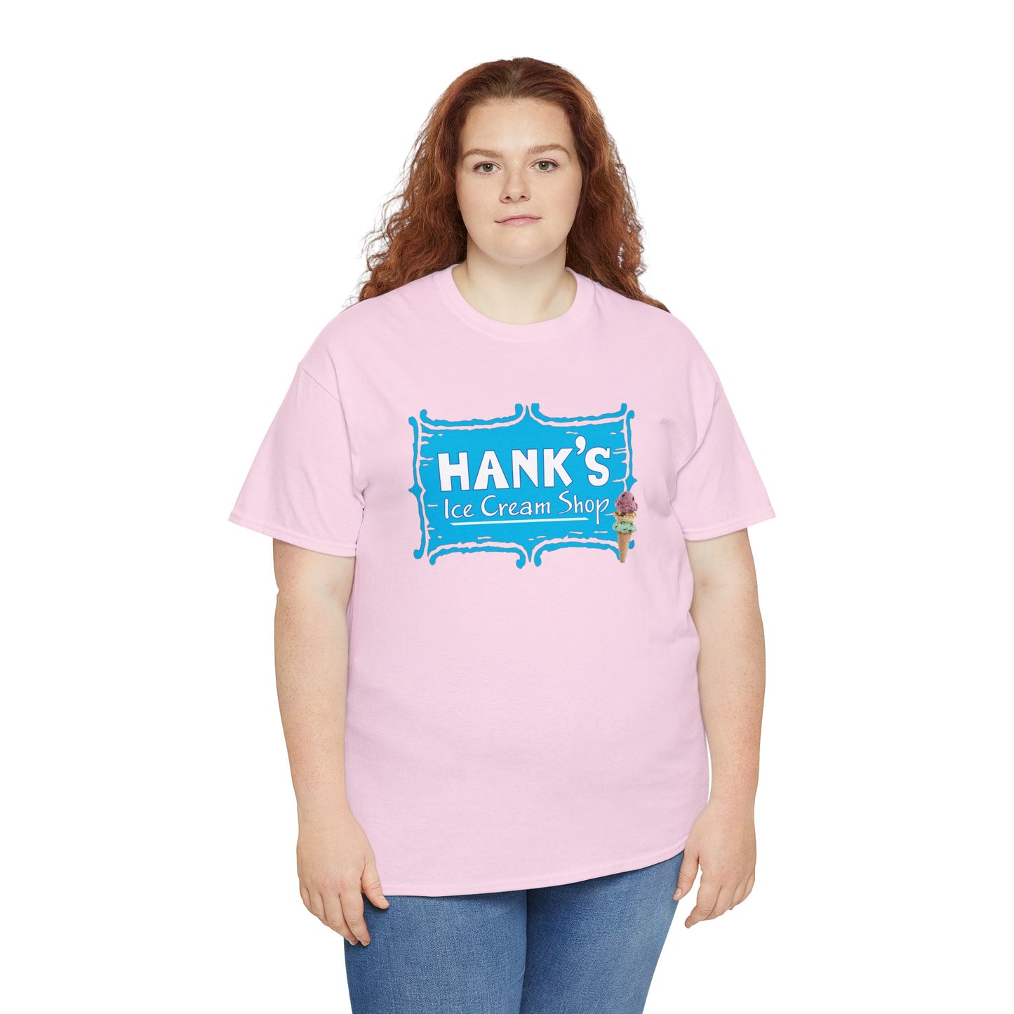 Hank's Logo with Ice Cream. Adult Heavy Cotton Tee