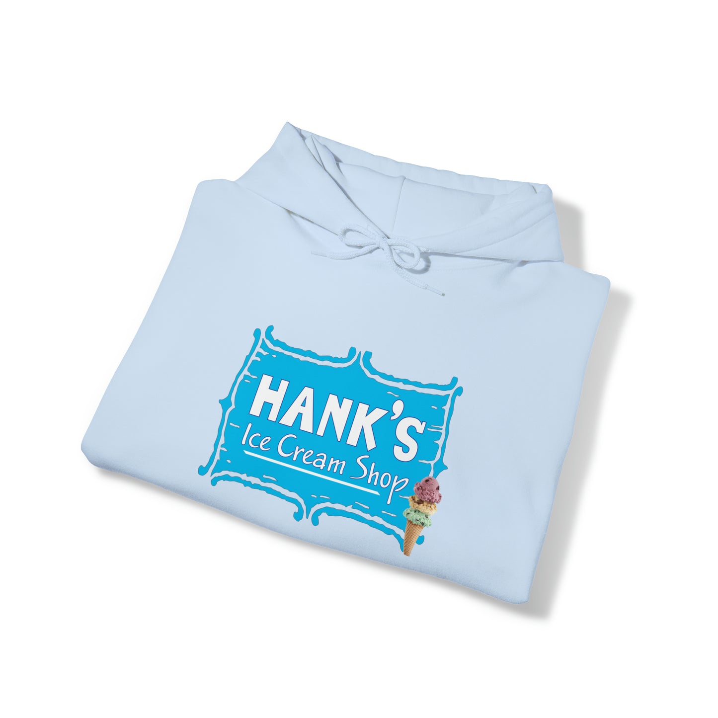 Hank's Hoodie logo with cone. Adult Heavy Blend™ Hooded Sweatshirt