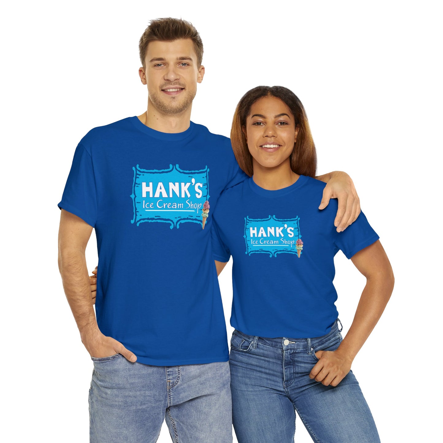 Hank's Logo with Ice Cream. Adult Heavy Cotton Tee