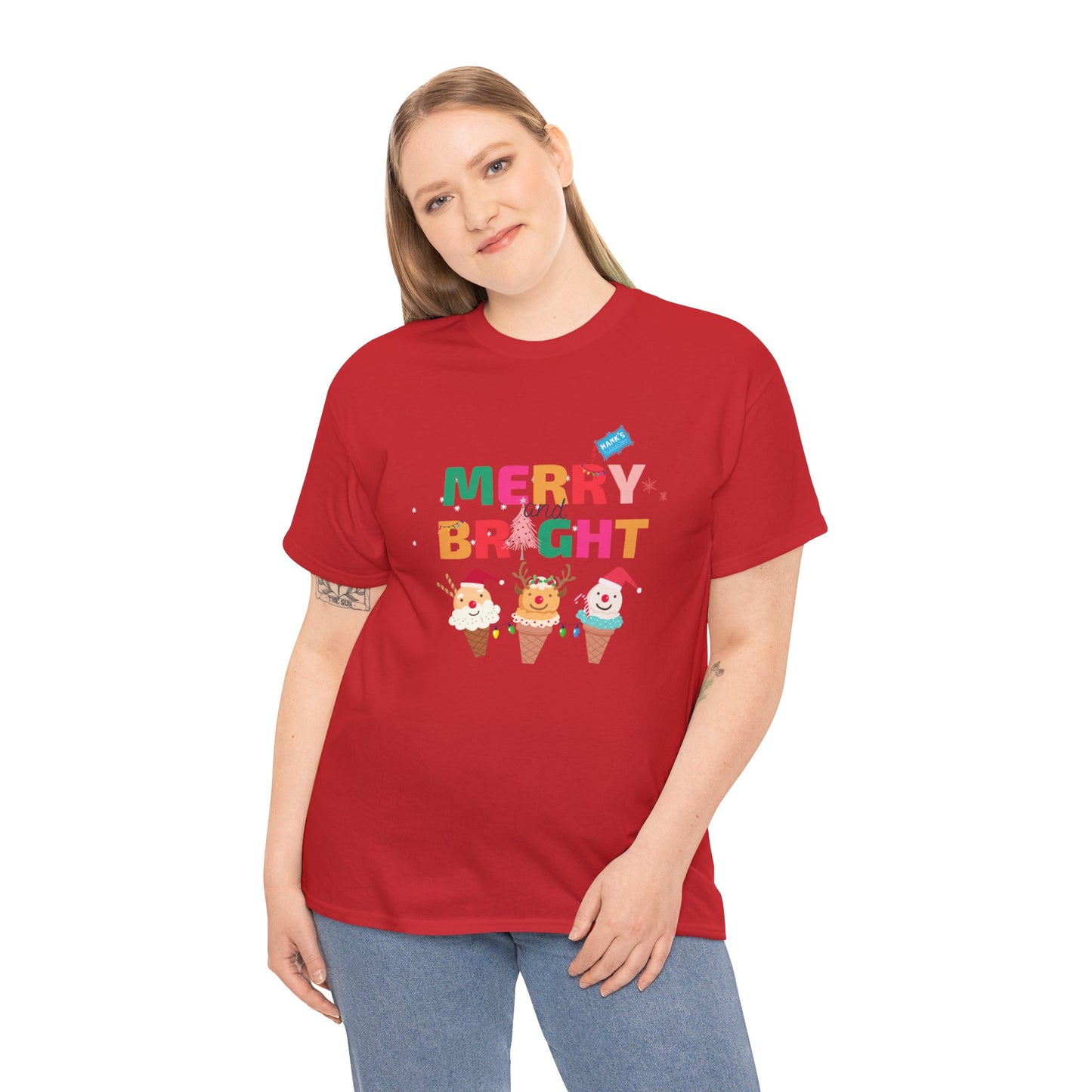 Merry and Bright. Adult Heavy Cotton Tee