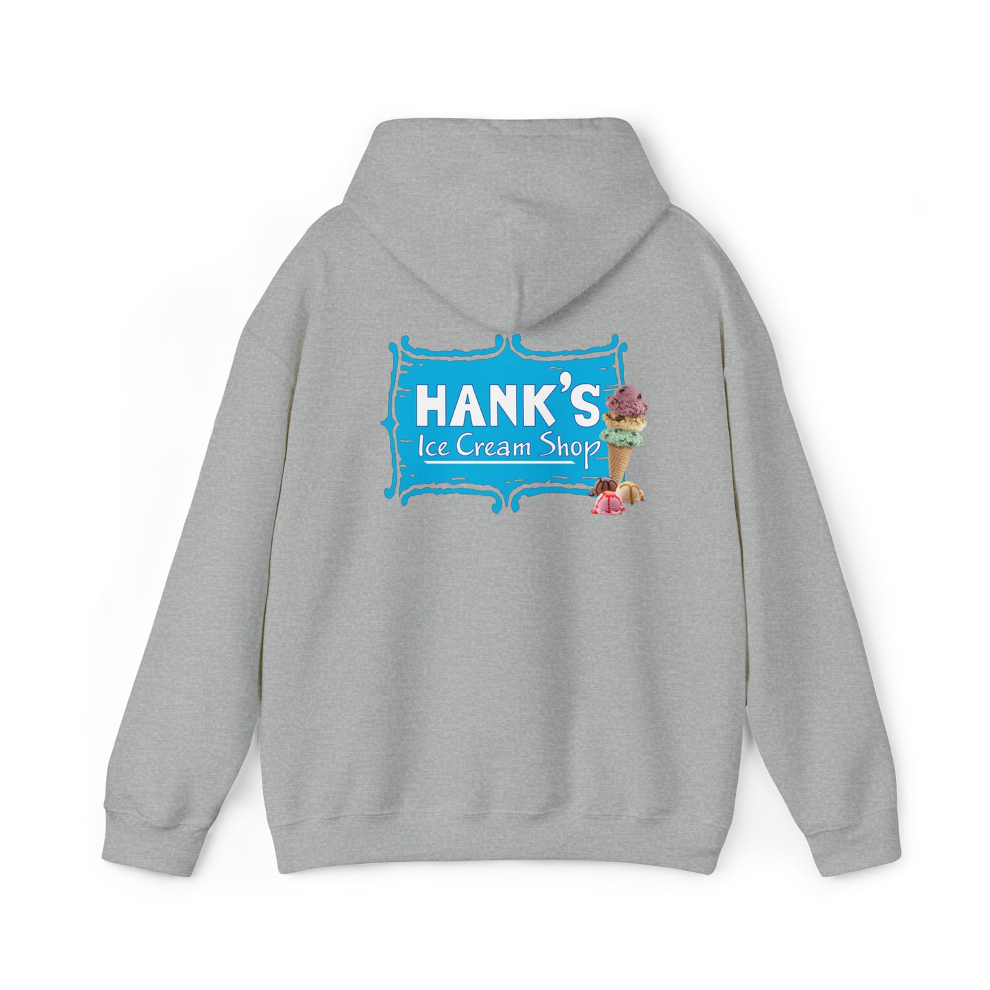 Hank's Hoodie double logo. Adult Heavy Blend™ Hooded Sweatshirt