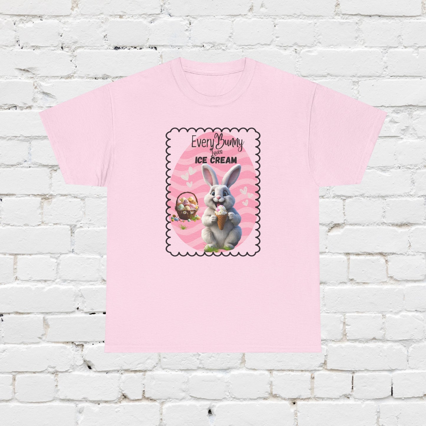 Every Bunny Loves Ice Cream Unisex Heavy Cotton Tee - Cute Easter Shirt