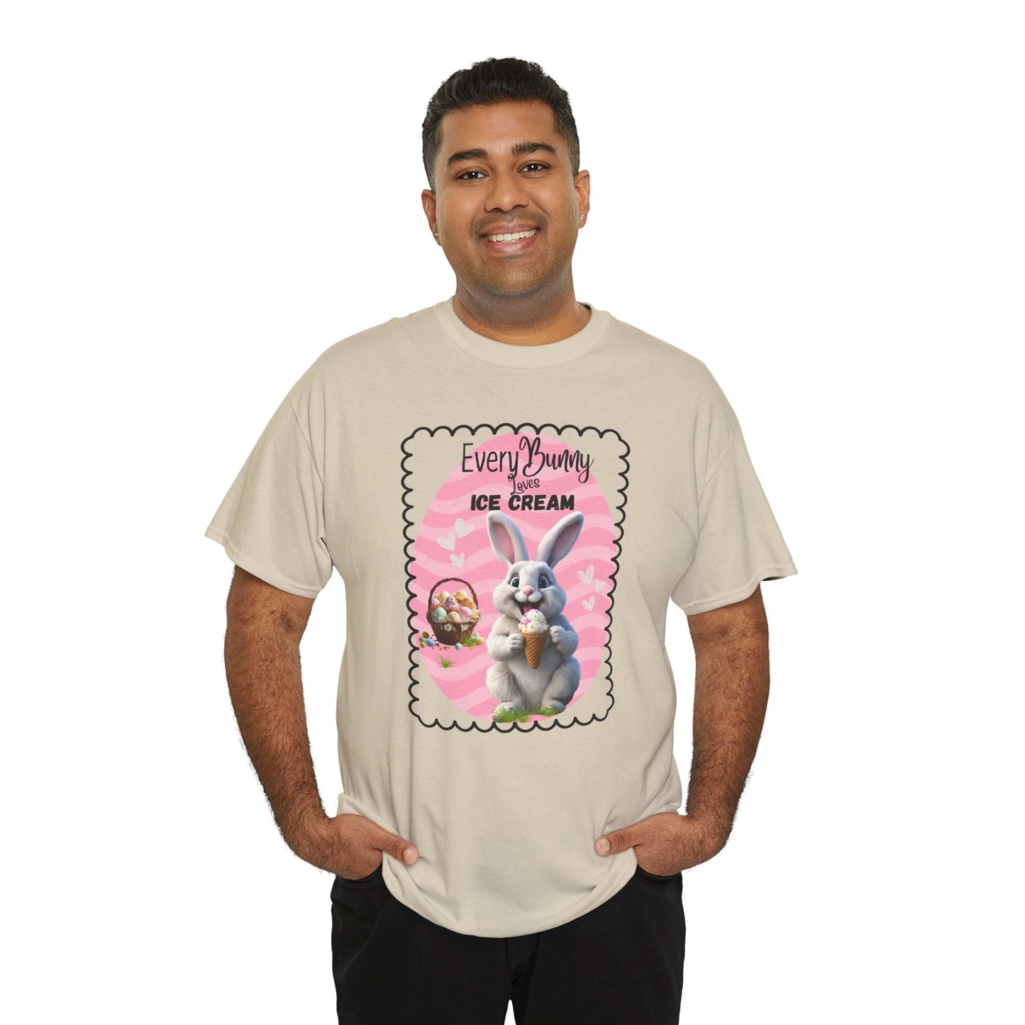 Every Bunny Loves Ice Cream Unisex Heavy Cotton Tee - Cute Easter Shirt