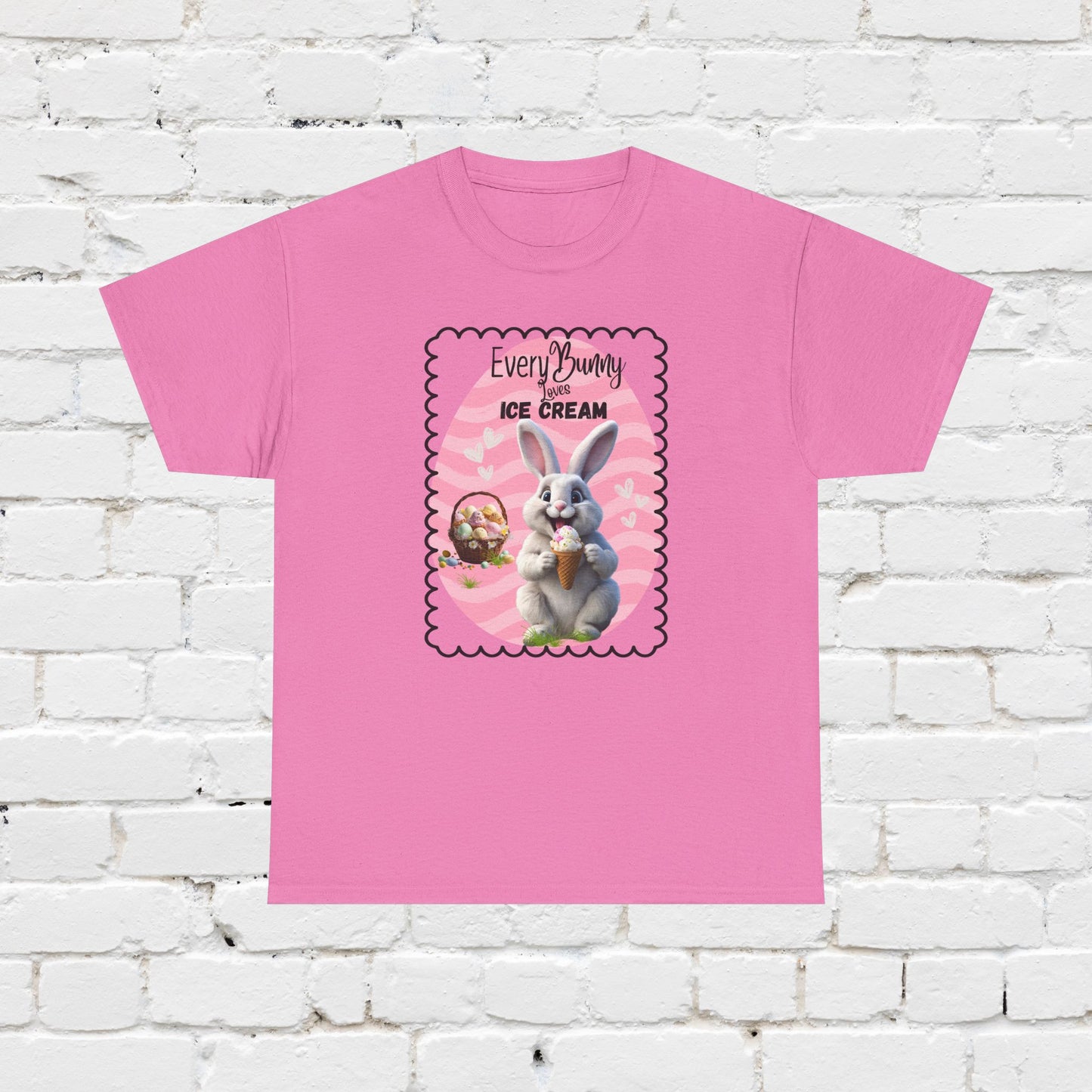 Every Bunny Loves Ice Cream Unisex Heavy Cotton Tee - Cute Easter Shirt