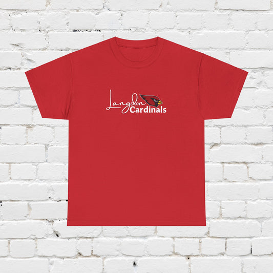 Langdon Cardinal White Logo Heavy Cotton Tee