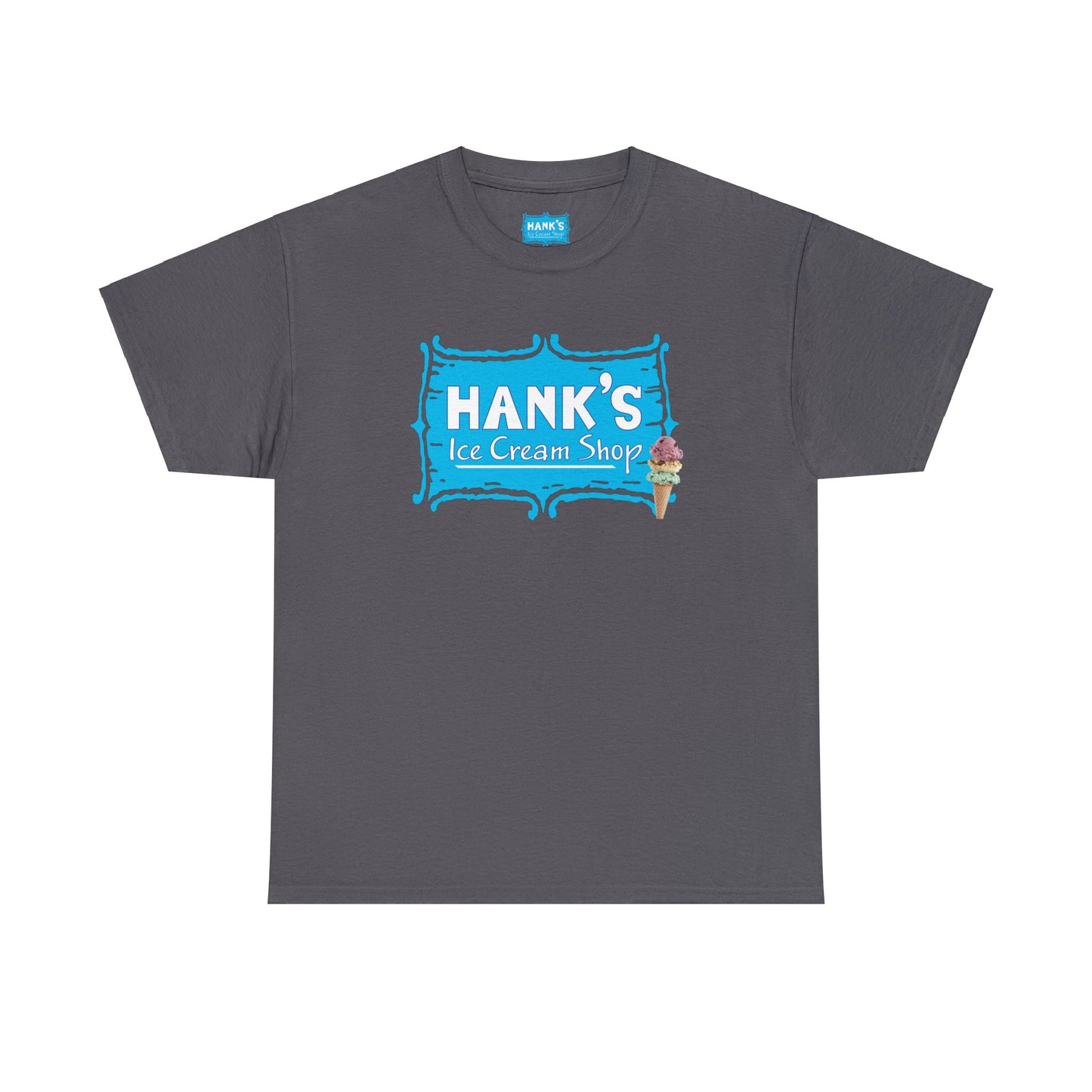 Hank's Logo with Ice Cream. Adult Heavy Cotton Tee