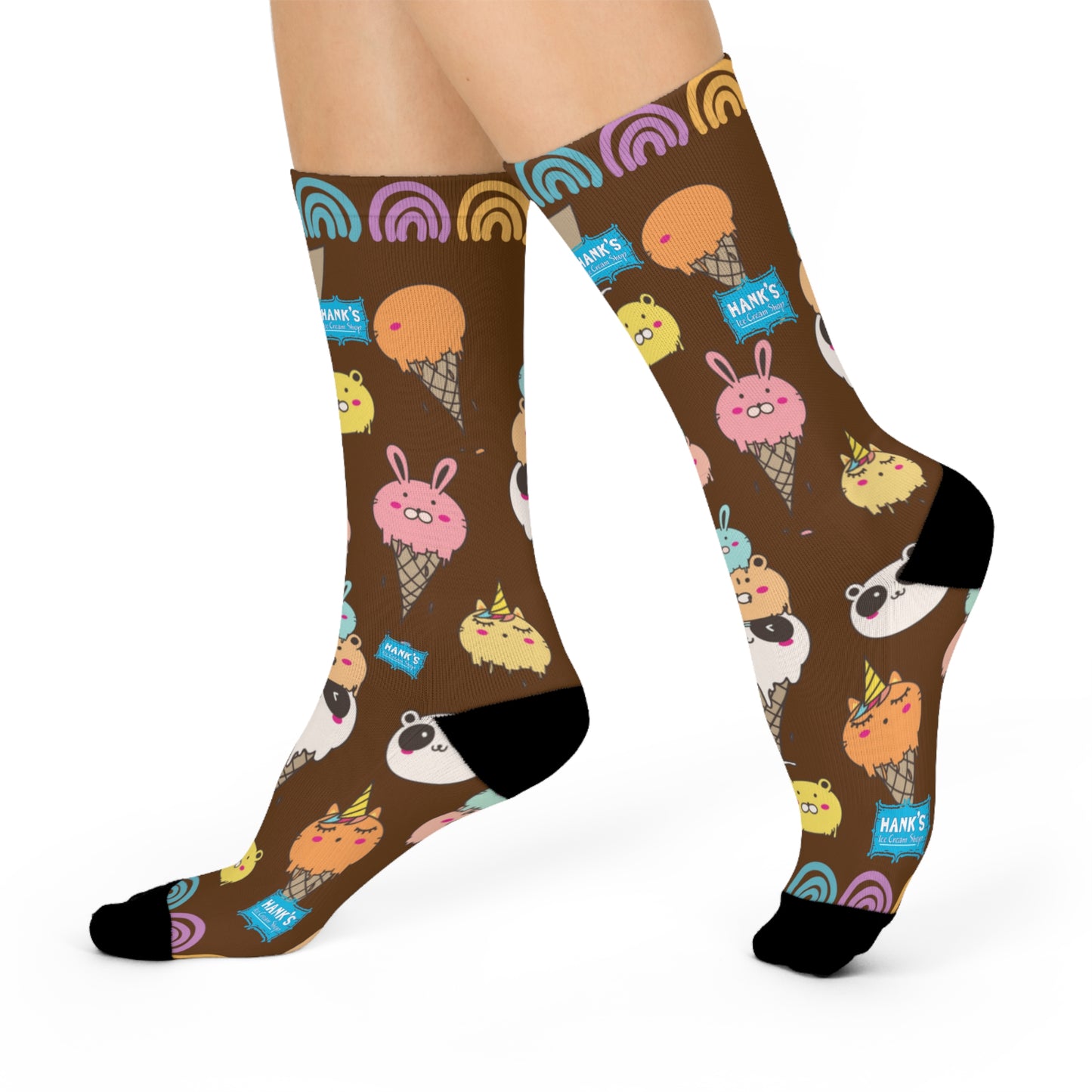 Hank's cute character ice cream. Cushioned Crew Socks