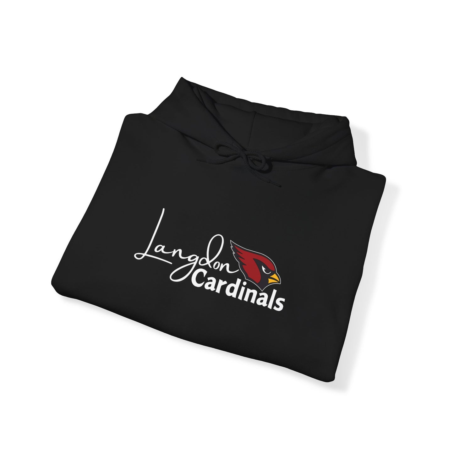 Langdon Cardinal white logo Adult Heavy Blend™ Hooded Sweatshirt