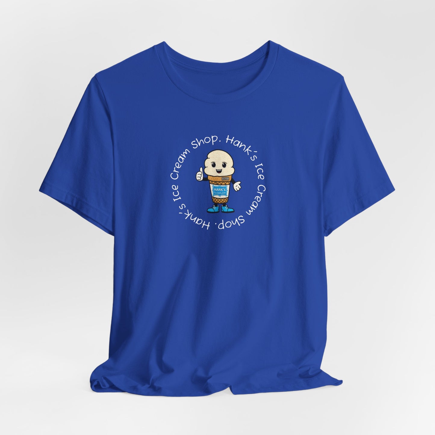 Hank's Ice Cream Shop T-Shirt — Cute Cartoon Scoop Logo Tee