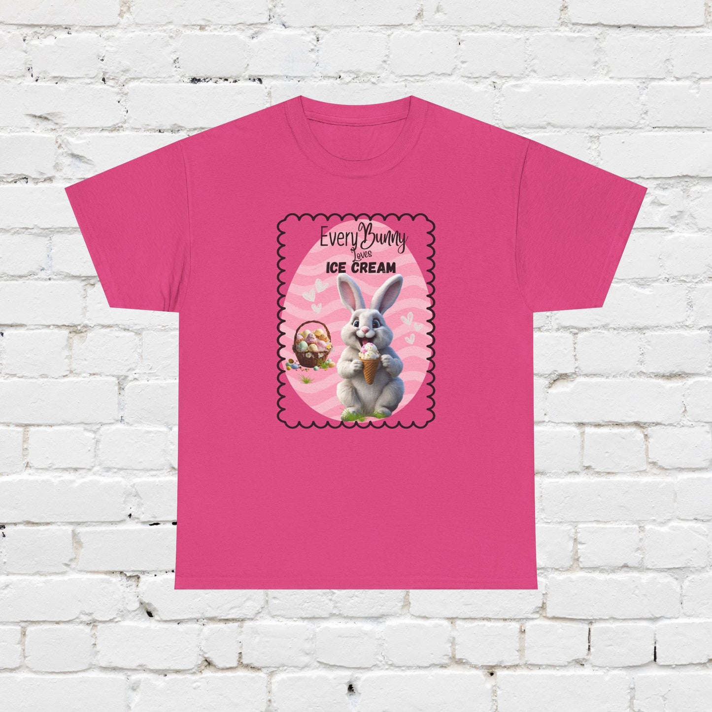 Every Bunny Loves Ice Cream Unisex Heavy Cotton Tee - Cute Easter Shirt