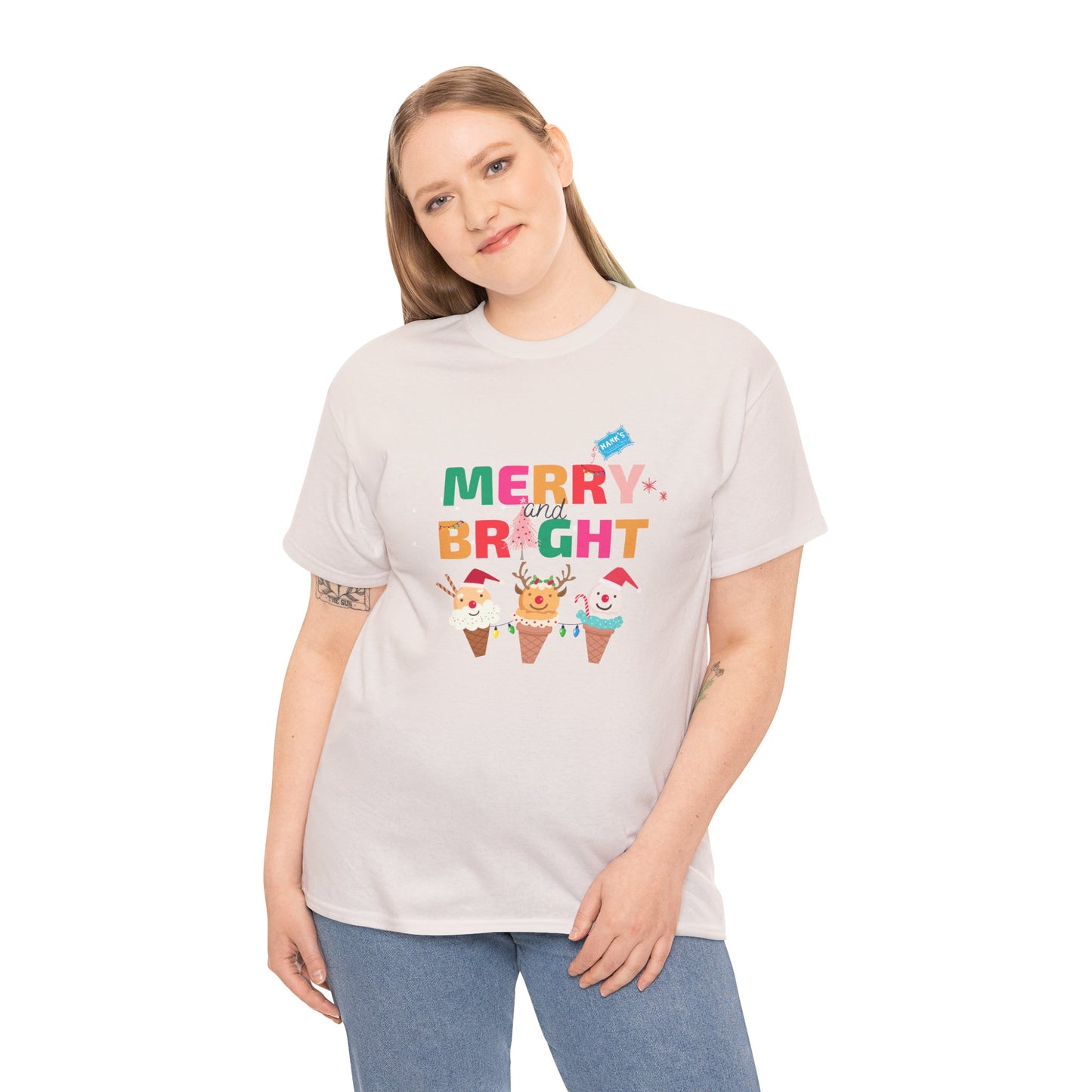 Merry and Bright. Adult Heavy Cotton Tee