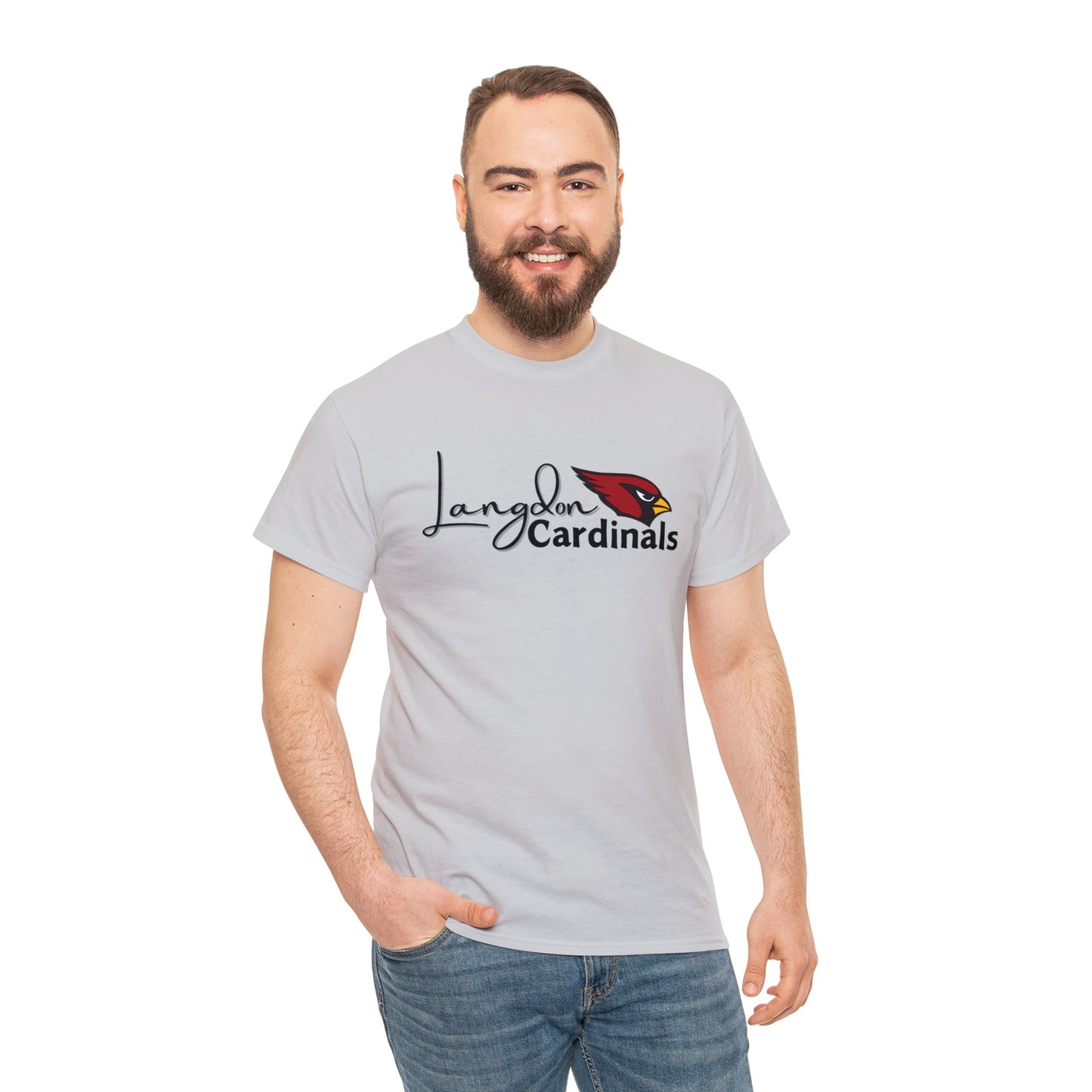 Langdon Cardinal logo2 Heavy Cotton Tee