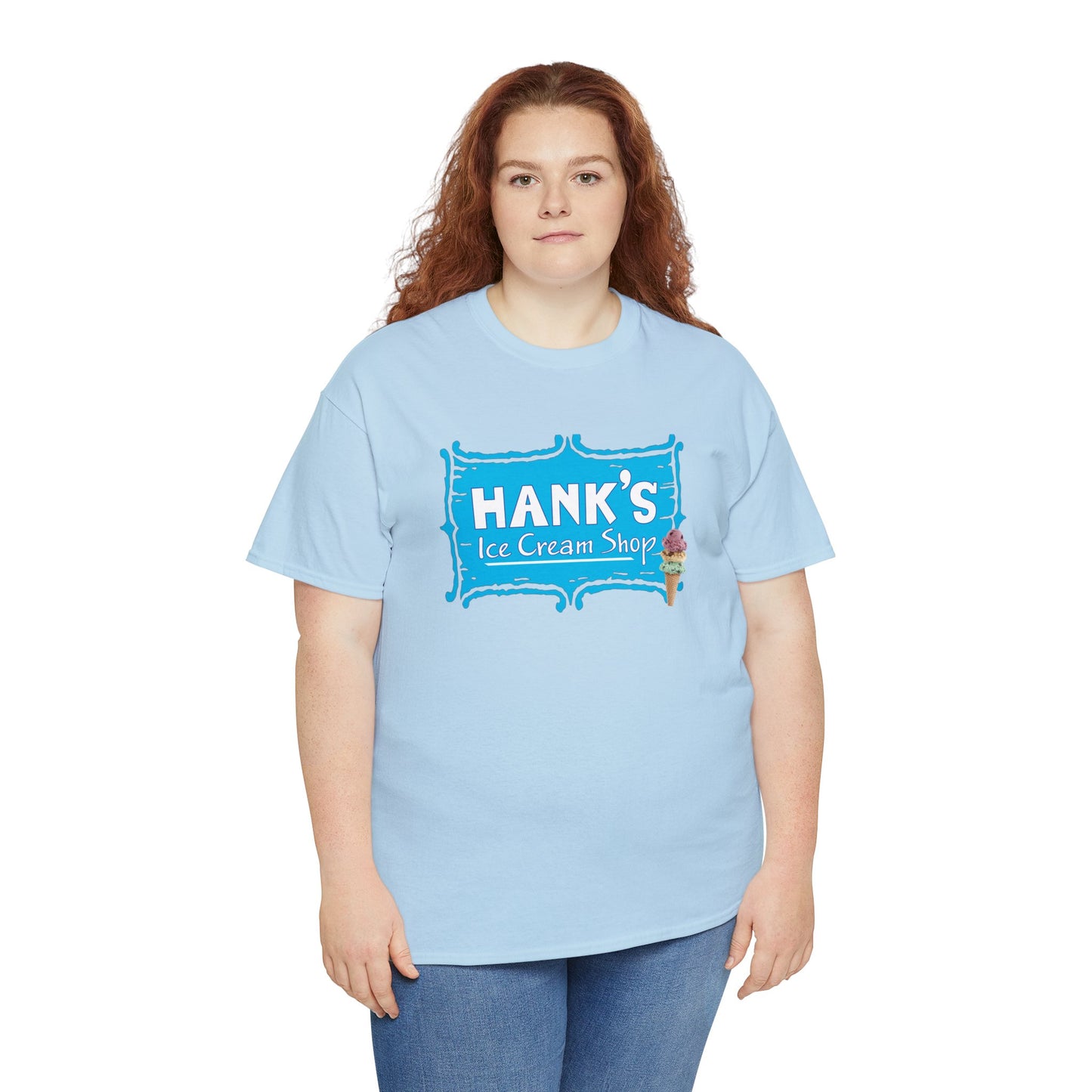 Hank's Logo with Ice Cream. Adult Heavy Cotton Tee