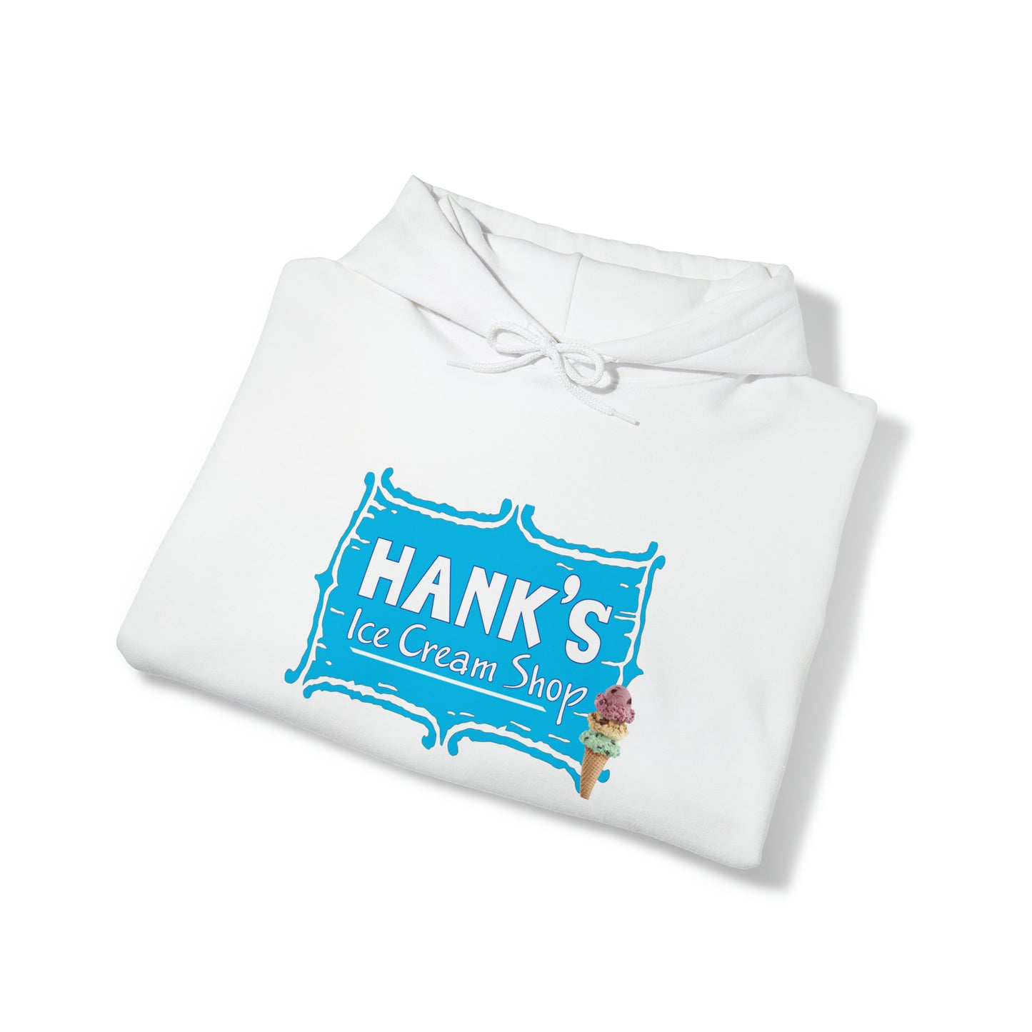 Hank's Hoodie logo with cone. Adult Heavy Blend™ Hooded Sweatshirt