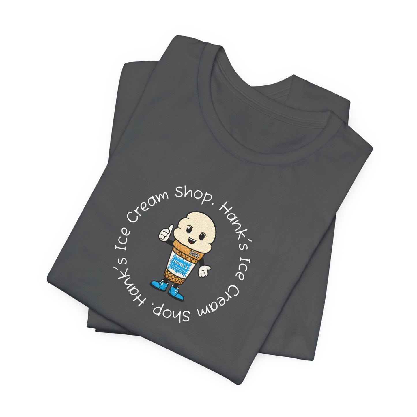 Hank's Ice Cream Shop T-Shirt — Cute Cartoon Scoop Logo Tee