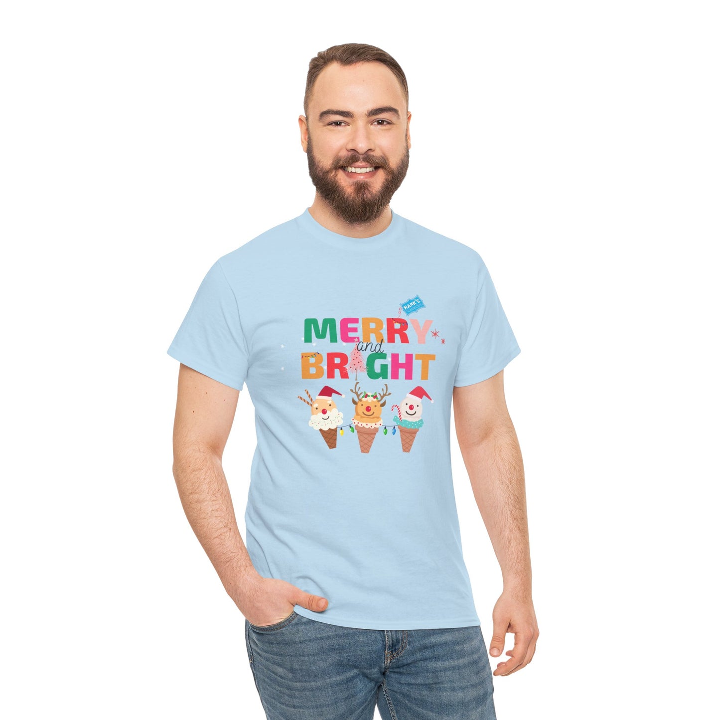 Merry and Bright. Adult Heavy Cotton Tee