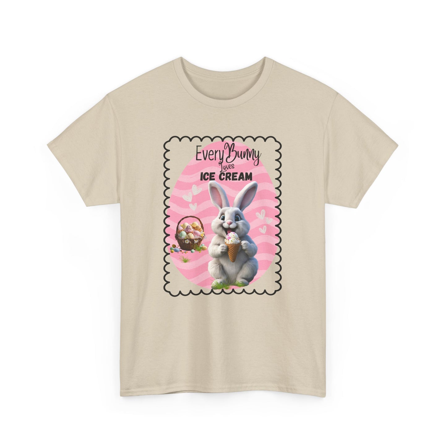 Every Bunny Loves Ice Cream Unisex Heavy Cotton Tee - Cute Easter Shirt