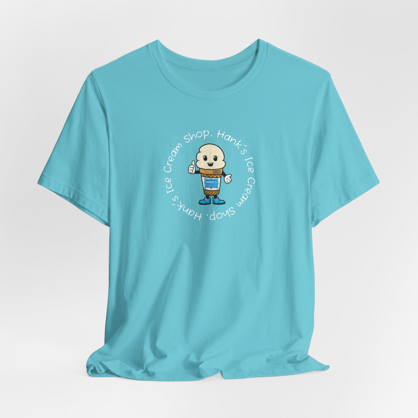 Hank's Ice Cream Shop T-Shirt — Cute Cartoon Scoop Logo Tee