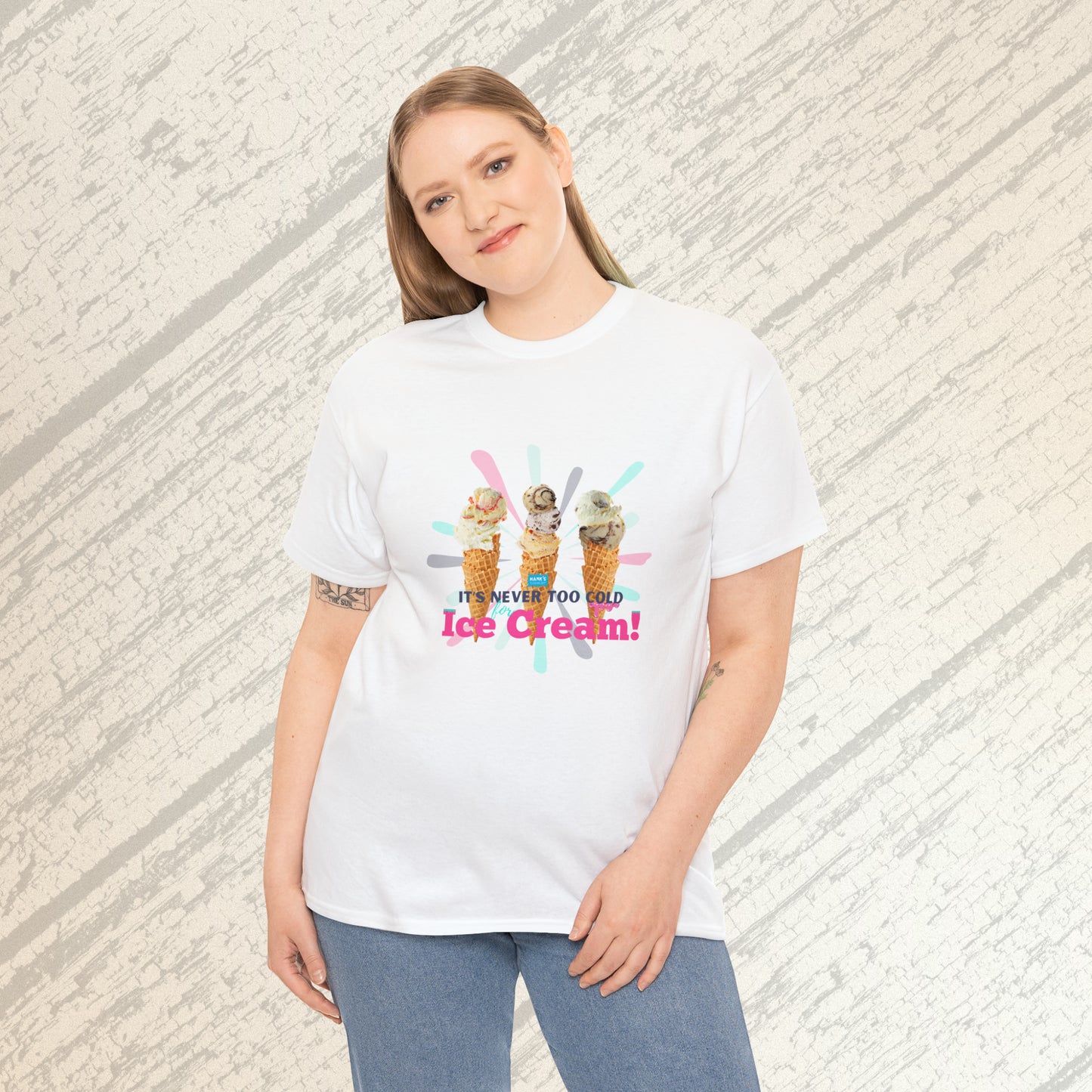 It's never too cold for ice cream. Adult Heavy Cotton Tee