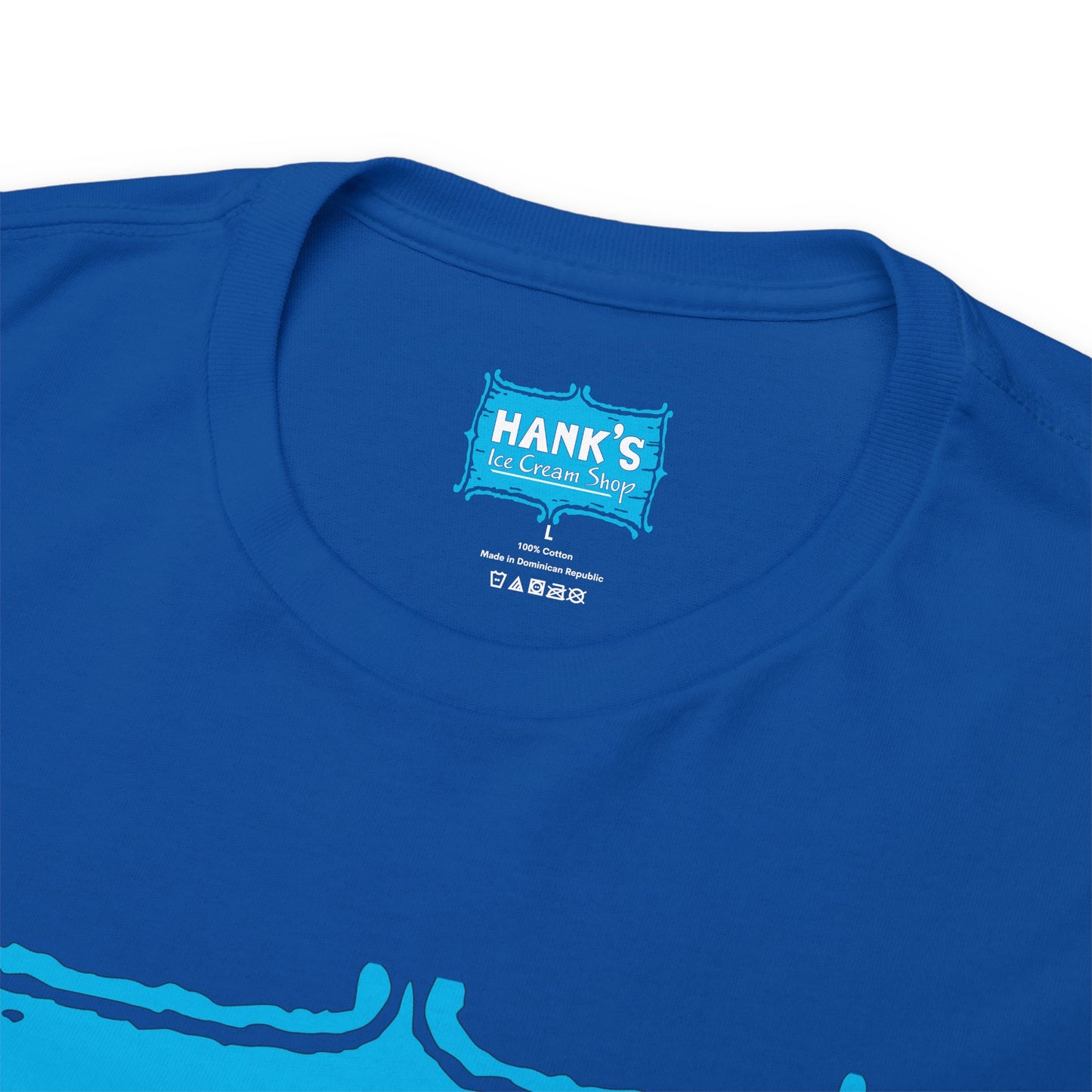 Hank's Logo with Ice Cream. Adult Heavy Cotton Tee