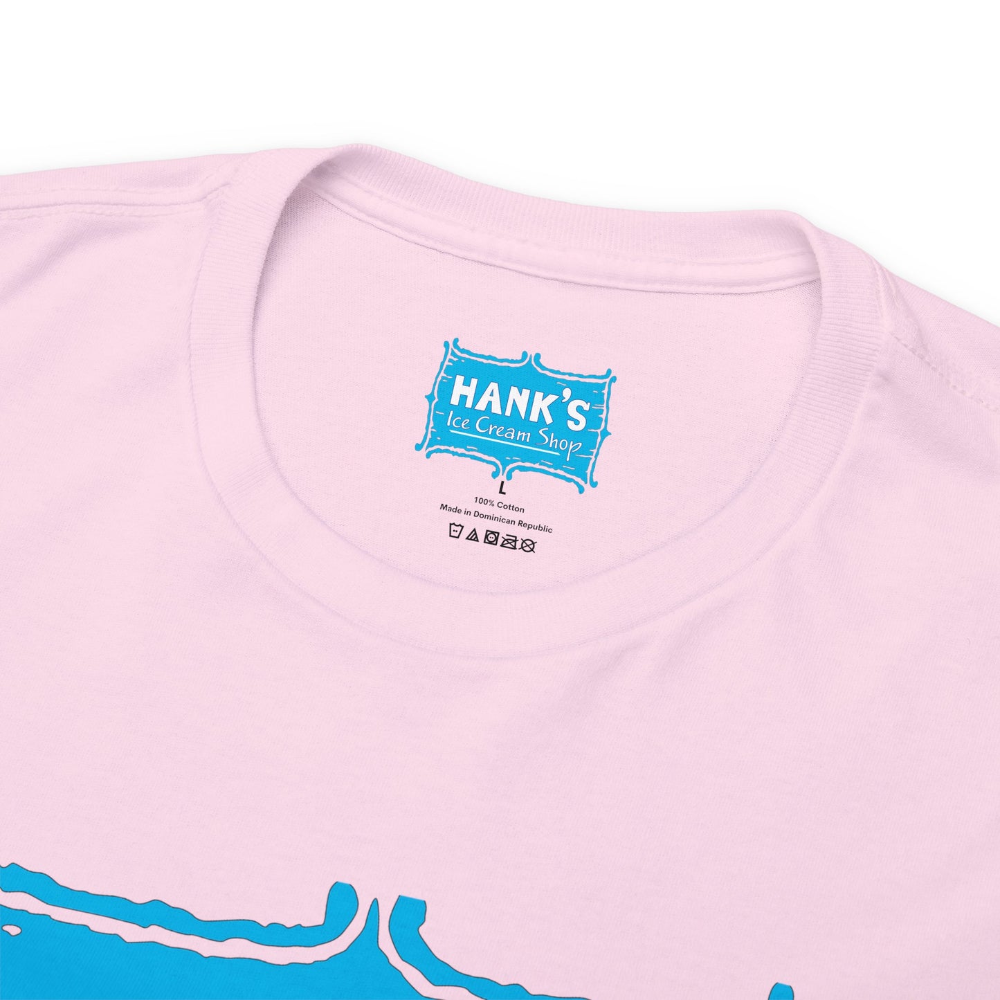 Hank's Logo with Ice Cream. Adult Heavy Cotton Tee