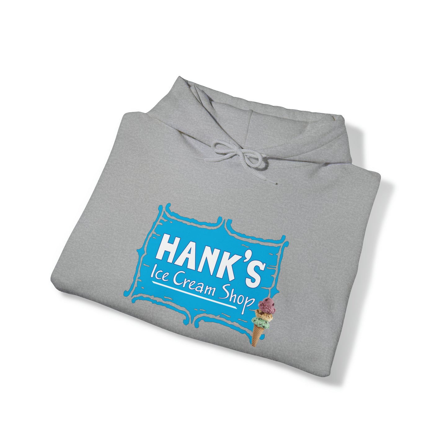 Hank's Hoodie logo with cone. Adult Heavy Blend™ Hooded Sweatshirt