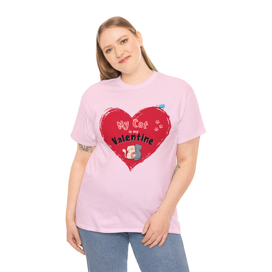 Valentine Cat Adult Heavy Cotton Tee