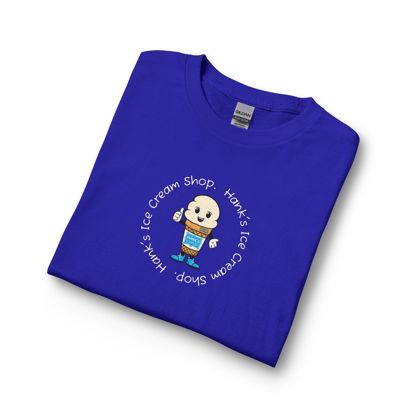 Hank's Ice Cream Shop Cartoon Long Sleeve Tee — 'Hank's Ice Cream Shop' Cute Retro Design. Logo