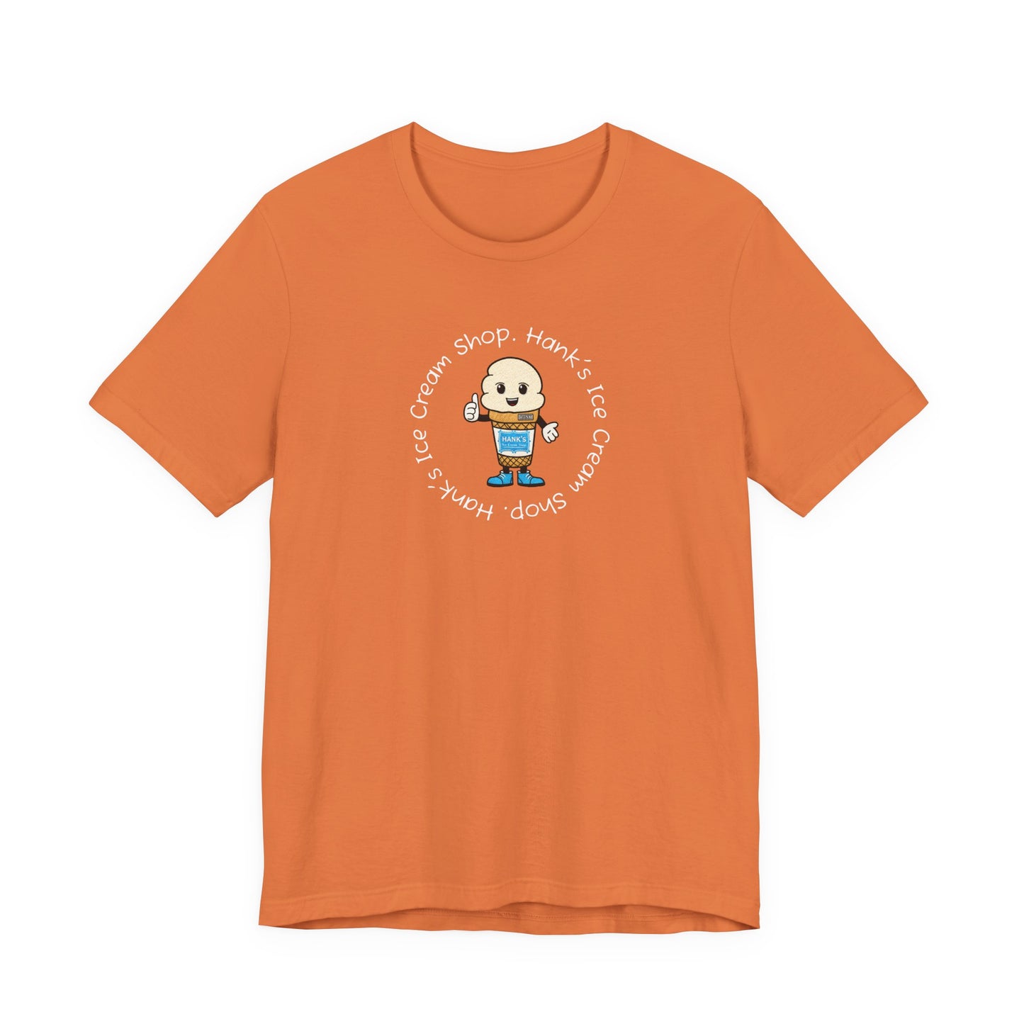 Hank's Ice Cream Shop T-Shirt — Cute Cartoon Scoop Logo Tee