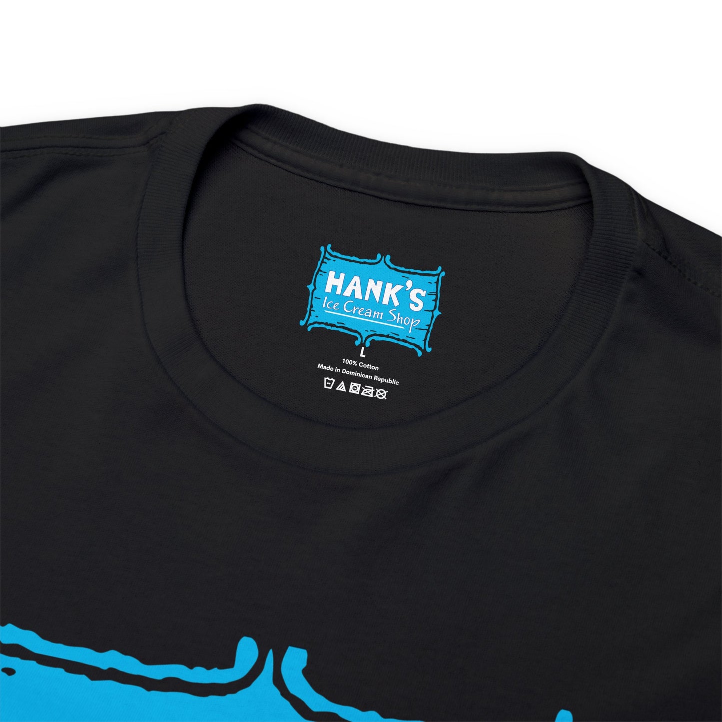 Hank's Logo with Ice Cream. Adult Heavy Cotton Tee