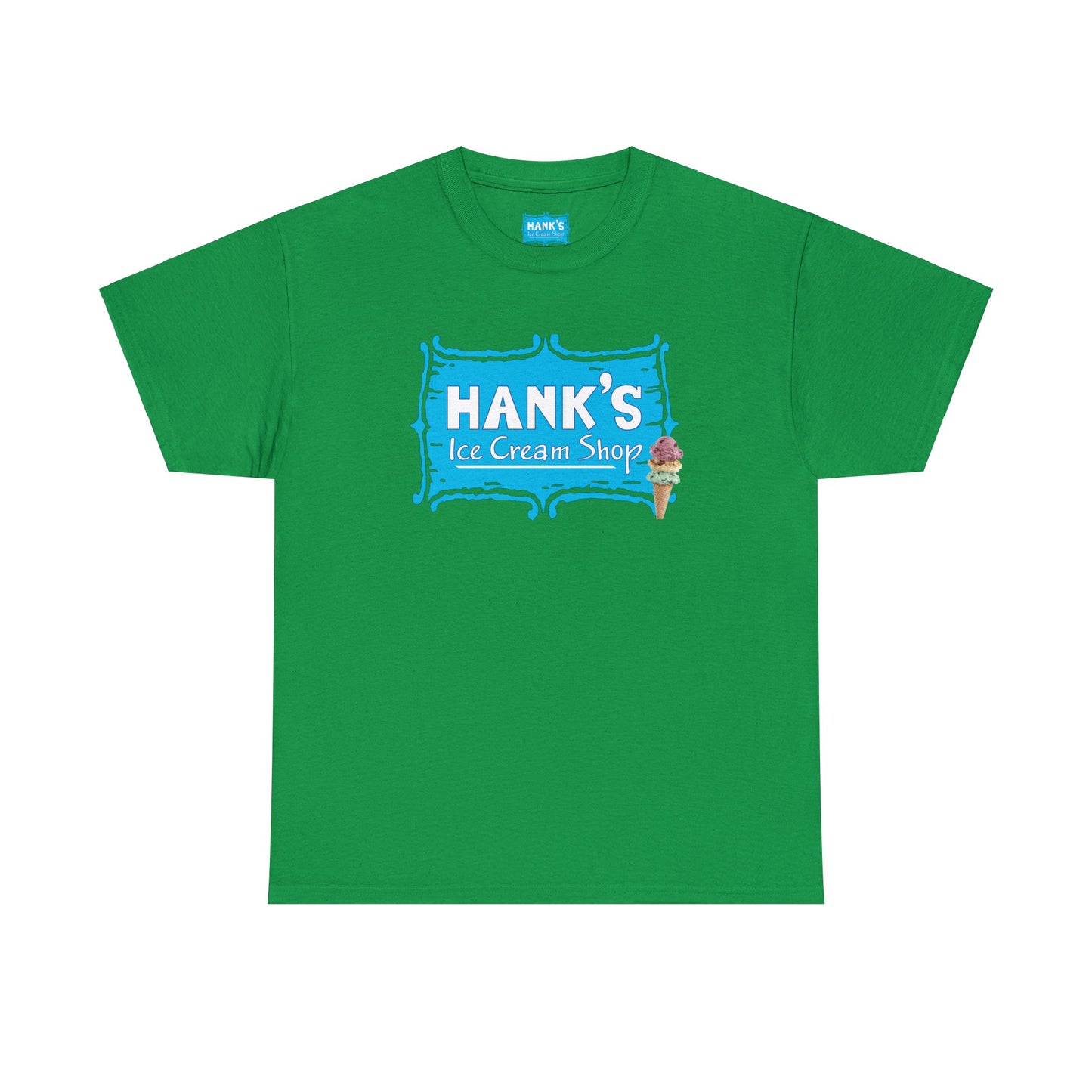 Hank's Logo with Ice Cream. Adult Heavy Cotton Tee