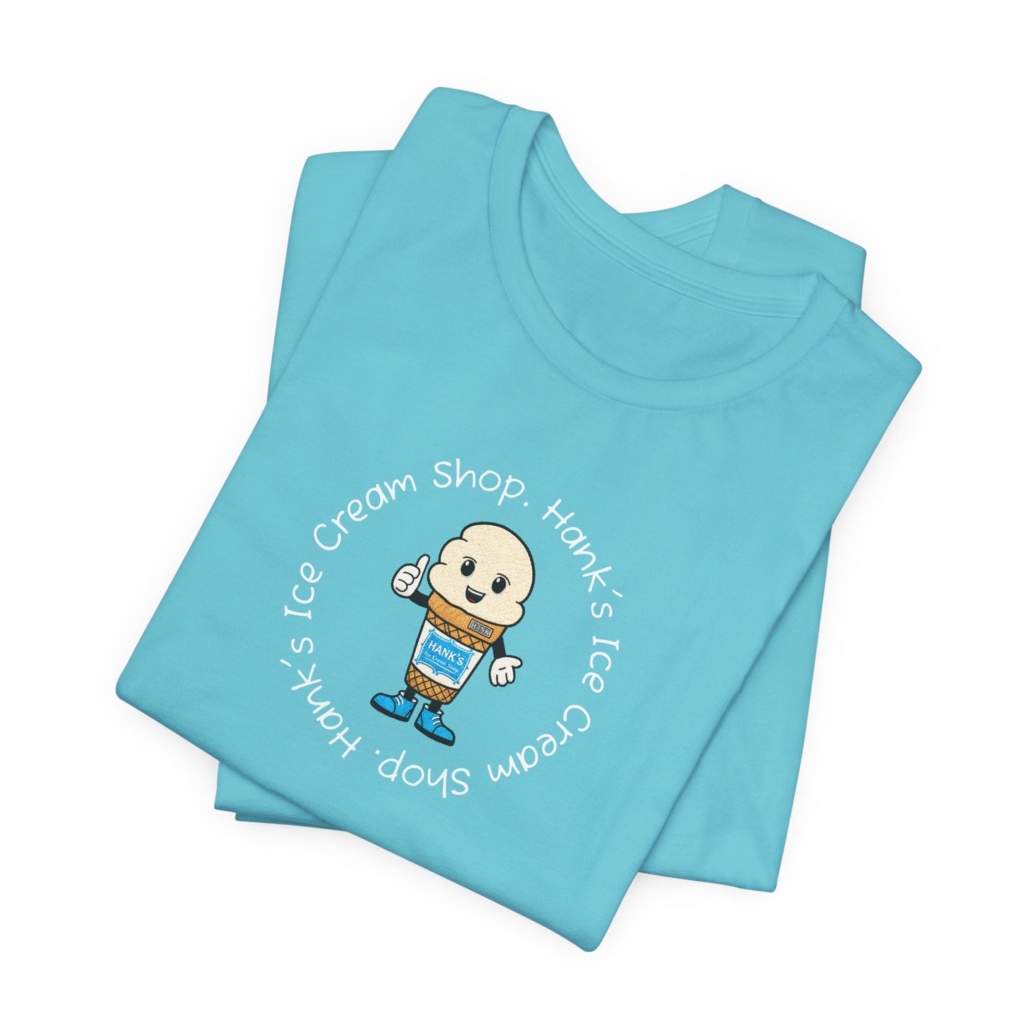 Hank's Ice Cream Shop T-Shirt — Cute Cartoon Scoop Logo Tee