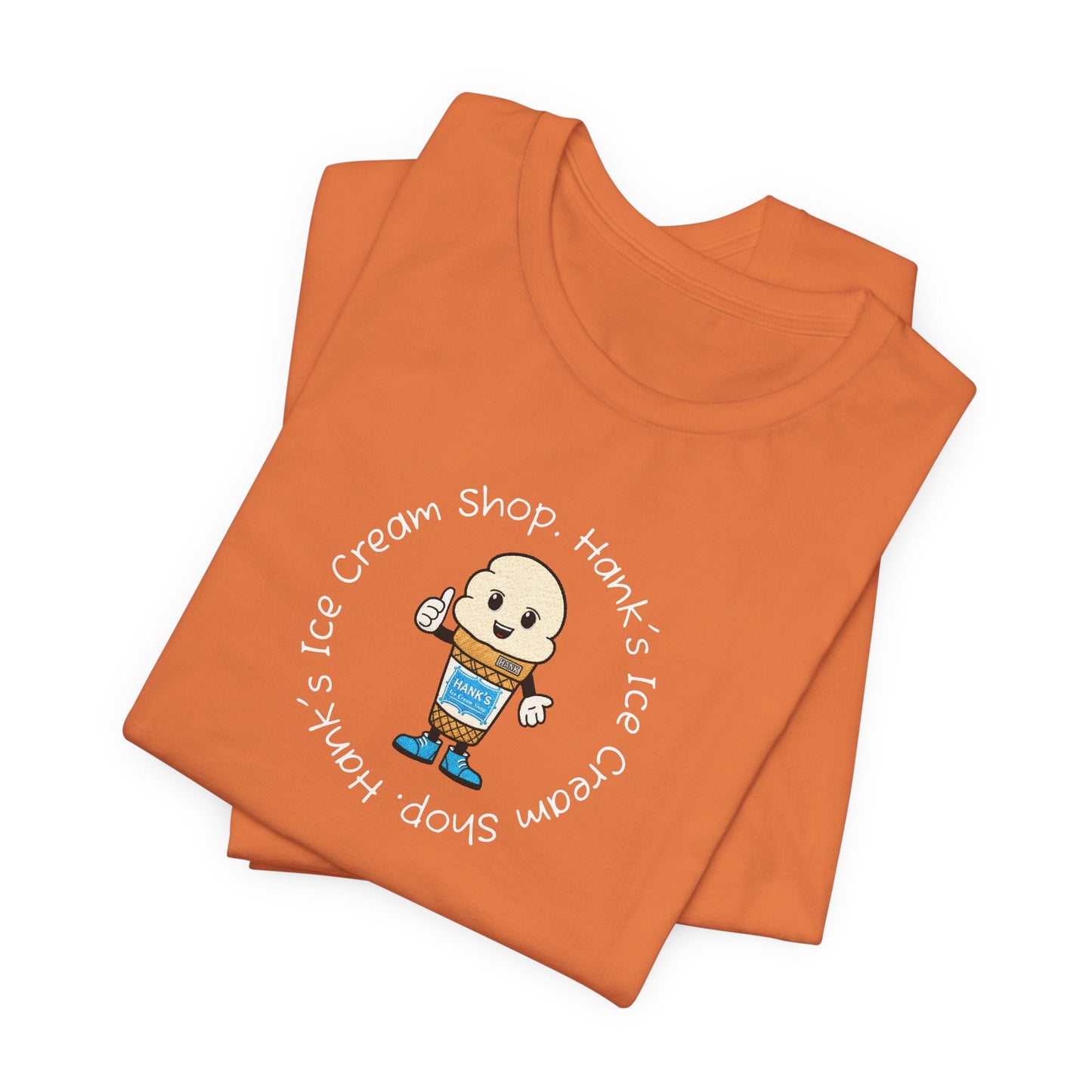 Hank's Ice Cream Shop T-Shirt — Cute Cartoon Scoop Logo Tee