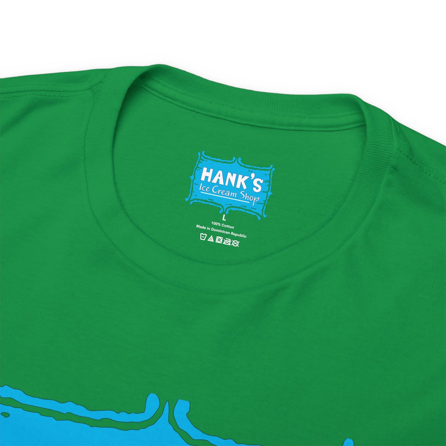 Hank's Logo with Ice Cream. Adult Heavy Cotton Tee