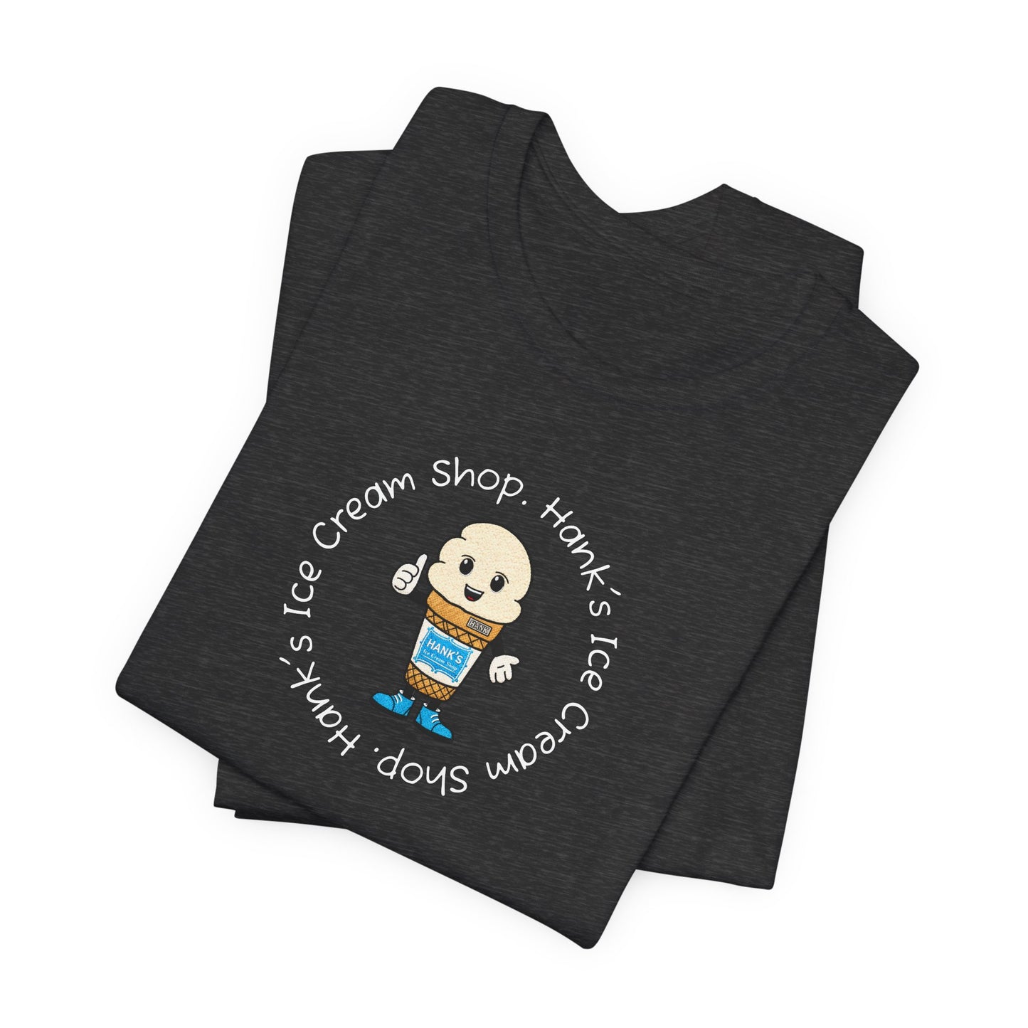 Hank's Ice Cream Shop T-Shirt — Cute Cartoon Scoop Logo Tee