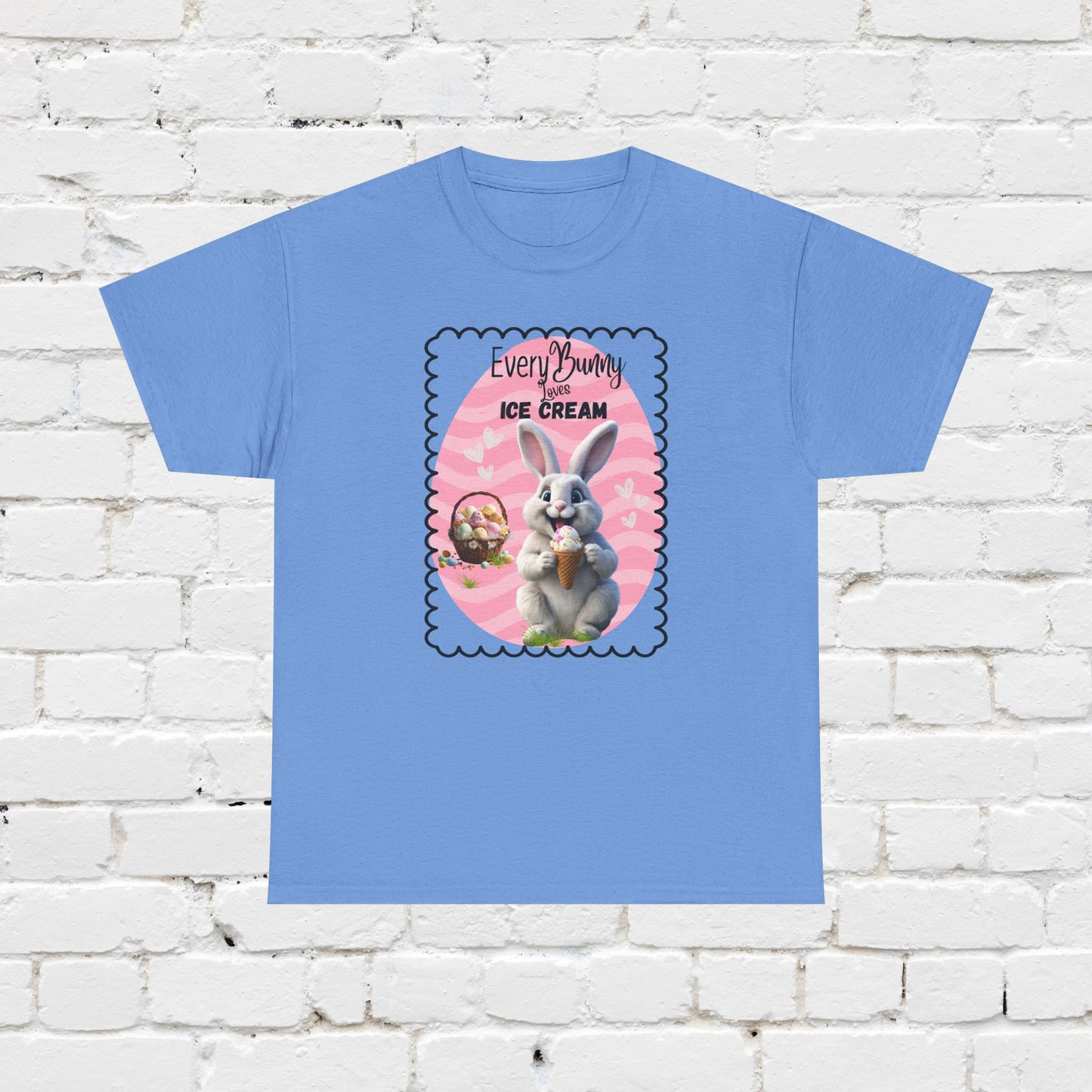 Every Bunny Loves Ice Cream Unisex Heavy Cotton Tee - Cute Easter Shirt